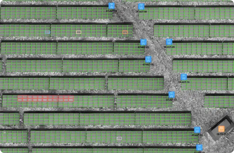 Thermal anomaly map used in a solar PV inspection