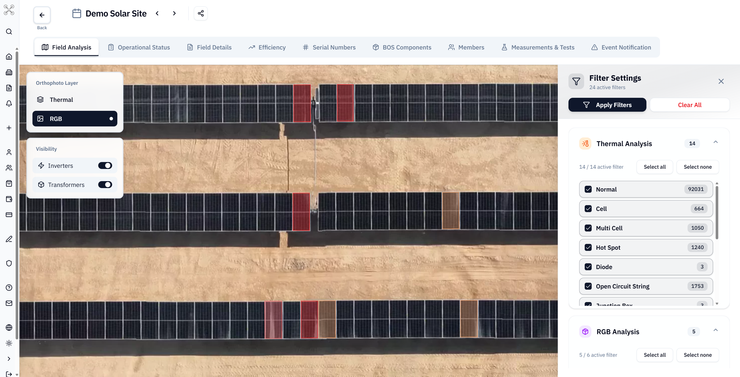 MapperX solar panel inspection software interface