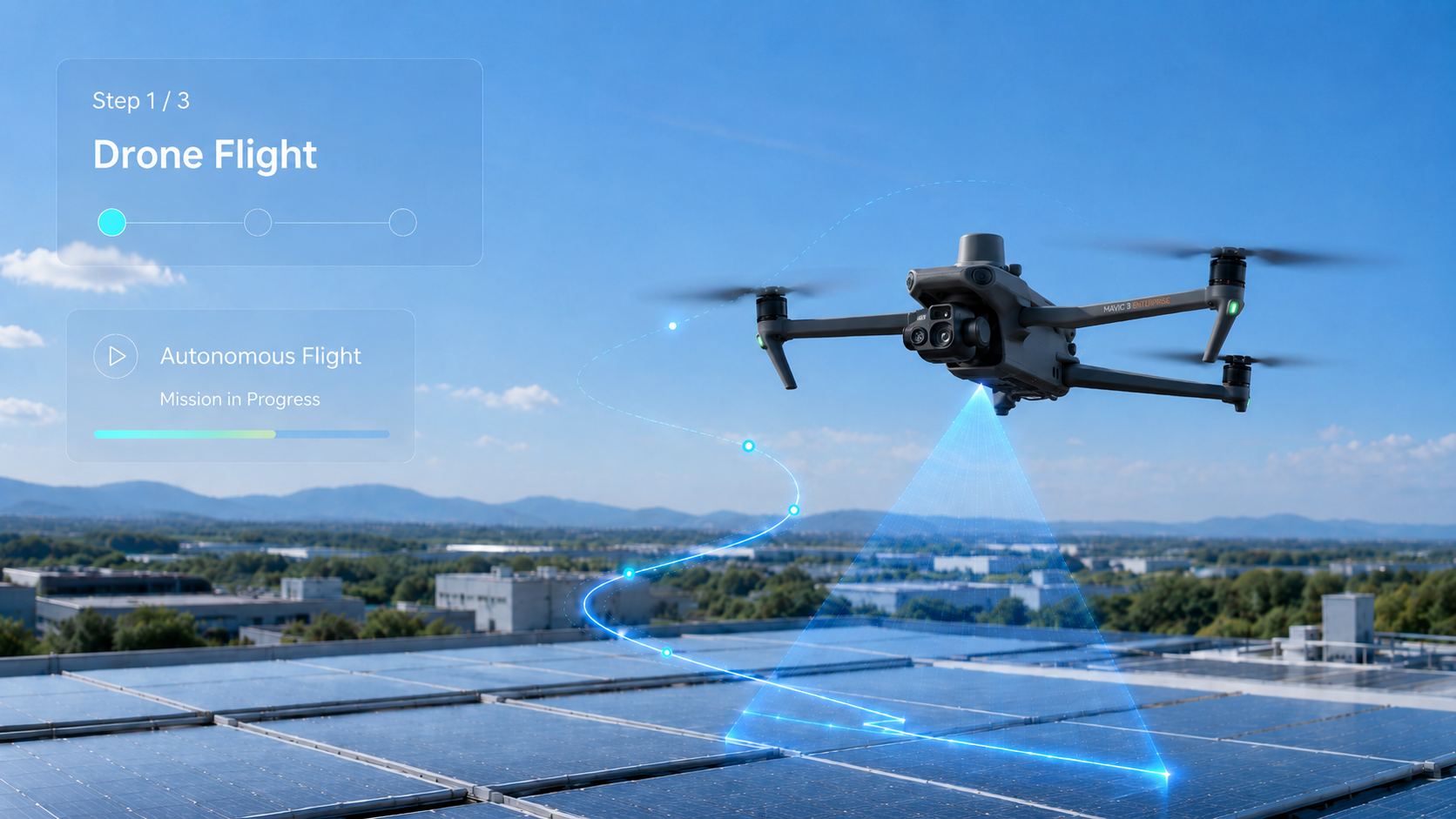 Thermal drone flight data capture for a PV site
